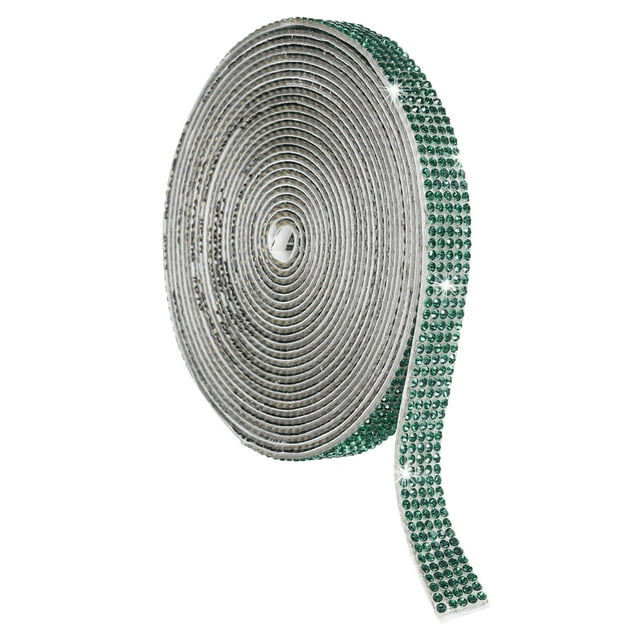 Rollo de cinta de cristal de strass, 5 filas de tiras de cristal autoadhesivas de 4 yardas color verde oscuro