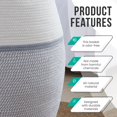 thumbnail image 4 of XXXL Extra Large Woven Cotton Rope Tall 25" Height Laundry Hamper Basket with Handles, Storage Basket for Toys, Blanket, and Towels - 20 x 25, White/Gray, 4 of 5