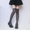 thumbnail image 4 of Milue Lolita Lace Thigh High Stockings Kawaii Floral Jacquard Over Knee Long Socks, 4 of 16