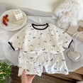 thumbnail image 2 of Lindo Conjunto de Verano para Niñas Pantalones Cortos de Manga Corta Pijamas Estilo Princesa, Pantalones Cortos de Verano Conjuntos Suaves Frescos de la Seda de la Caballería de los Niños Ropa de Dor, 2 of 7