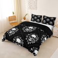 thumbnail image 3 of Homewish Skull Skeleton Checkered Bedding,Goth Rose Duvet Cover Full,Halloween Comforter Cover,Black Reversible,3 Pieces,1 Duvet Cover and 2 Pillowcases, 3 of 6