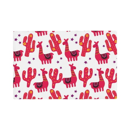 

Placemats Set Of 4 / 6 Exotic Cute Alpaca Cactus Red Placemats For Dining Table Indoor/Outdoors Heat Resistant Washable Placemats 18 X 12