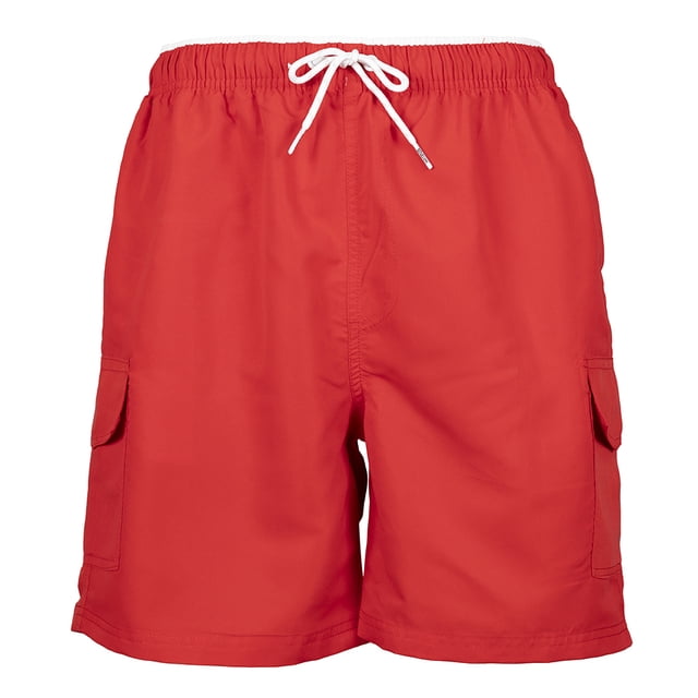 Traje de Baño Deportivo Wilson para Hombre Tipo Cargo Bolsas Laterales Jareta Ajustable Color Rojo Talla M