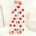 thumbnail image 2 of Women's Flannel Pajama Pants Elastic Waist Wide Leg Fuzzy Lounge Pants with Pockets Valentine's Day Winter Sleepwear Causal Sleep Pj Bottoms Pants, 2 of 8