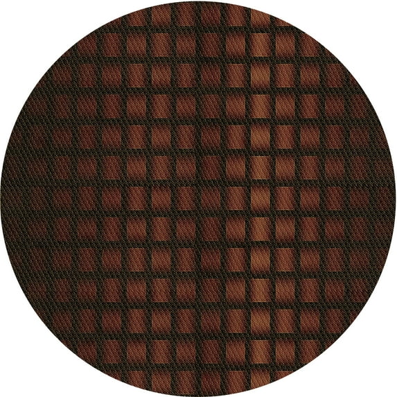 Ahgly Company Machine Washable Indoor Round Transitional Red Brown Area Rugs, 4' Round