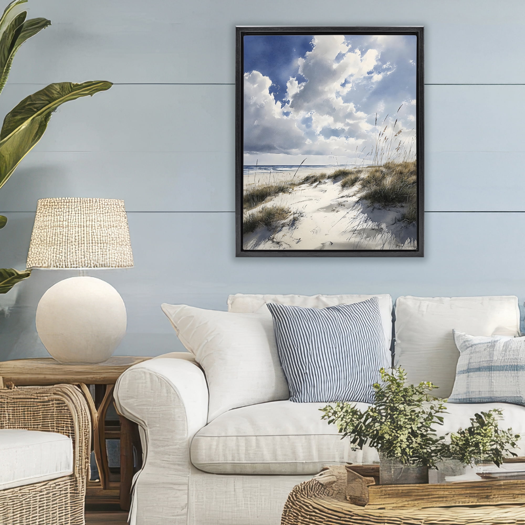 Stupell Industries Midday Sunny Beach Dunes Black Framed Floater Canvas Wall Art, design by Franklyn Gregory