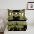 thumbnail image 5 of jejeloiu Lodge Wildlife Full Size Comforter Sets,Rustic Print Bedding Comforter Set For Boys,Green Cream,Black Reversible,3pcs,1 Comforter and 2 Pillowcases, 5 of 7