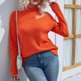 thumbnail image 5 of Miluxas Plus Size Sweater Tops On Seasonal Clearance Women's Solid Long Sleeve Pullove Sweater Tops Orange 10(XL), 5 of 8