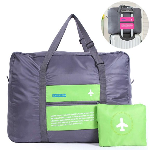 Gustave Foldable Travel Duffel Bag Water-Resistant Lightweight Personal Item Bag Carry on Luggage Weekender Overnight Tote Bags for Men Women "Green"