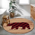 thumbnail image 3 of Round Rugs 3Ft, Red Black Plaid Bear Round Area Rug Washable Indoor Throw Carpet, Farmhouse Cabin Brown Wood Grain Small Non Slip Circle Rug for Bedroom Living Room Home Decor Aesthetic, 3 of 8