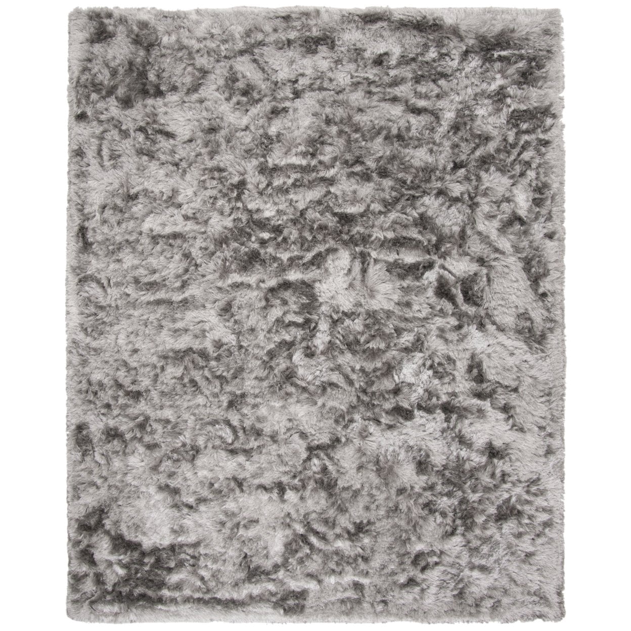 SAFAVIEH Ocean Amyas Solid Shag Area Rug, Silver, 8' x 8' Square