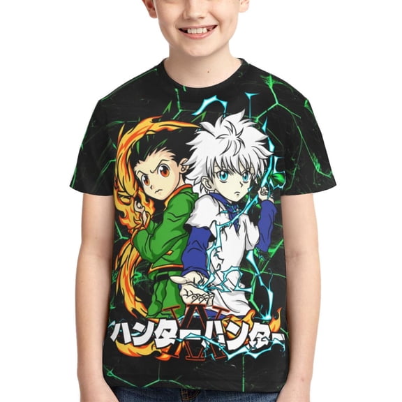 Kids 3D Graphic Hunter X Hunte Gon Killua T-Shirts, Novelty Shirts Crewneck Short Sleeve Tees for Youth Boys Girls