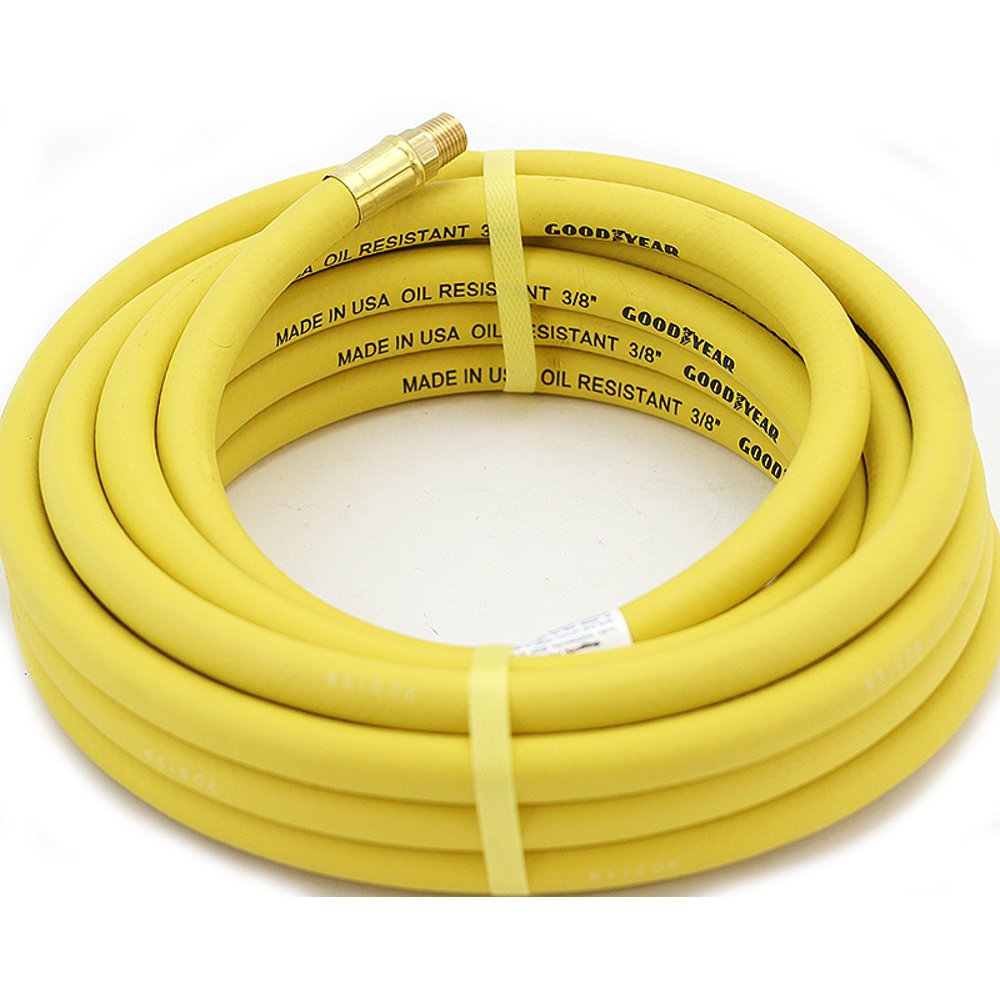 3/8" 25' x 1/4" Yellow Continental Air Hose Rubber 25ft Air Hose