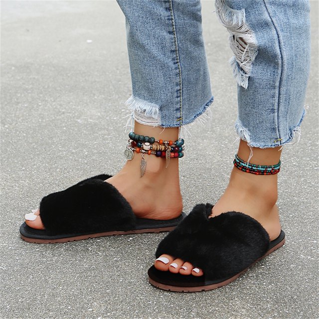 Chaussons pour Femmes Intérieur Nouveau Style Chaussons en Peluche, Chaussons d'Intérieur pour Femmes, Chaussons en Peluche pour Intérieur Chaussures pour Femmes en Liquidation