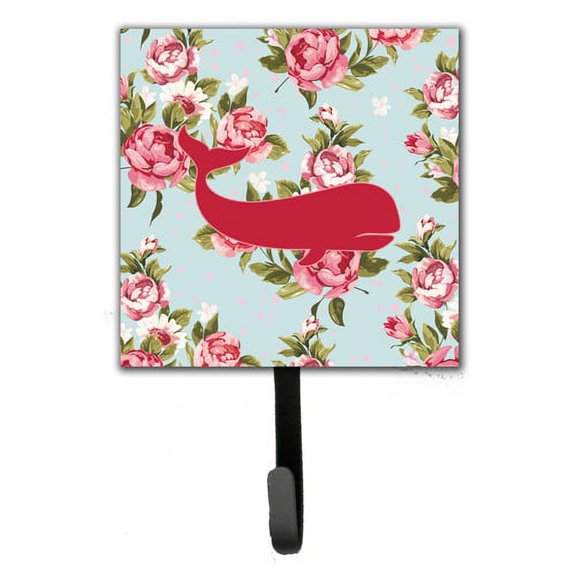 Caroline's Treasures BB1021-RS-BU-SH4 Whale Shabby Chic Blue Roses BB1021 Leash or Key Holder, Blue, Single Hook, multicolor