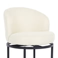 thumbnail image 7 of ClinQ Swivel Counter Height Bar Stools Set of 3, Fabric Upholstered Barrel Bar Chairs with Auto Return, Curved Back and Black Metal Frame, Linen, 7 of 7