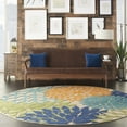thumbnail image 5 of 8â€™ Round Orange Floral Outdoor Area Rug, 5 of 7