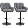 thumbnail image 1 of HOMCOM Adjustable Bar Stools Set of 2, Swivel Tufted Fabric Barstools, 1 of 10