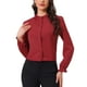 thumbnail image 1 of INSPIRAR CHIC Blusa de Manga Larga con Cuello Alto y Botones, con Volantes, Talla M, Rojo Oscuro, 1 of 6