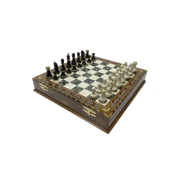 Juego de ajedrez Antochia Crafts, tamaño grande, 42 x 42 x 6 cm, con 2 reinas adicionales