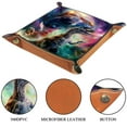 thumbnail image 3 of Women Girls Leather Square Dish Trinket Plate Jewelry Tray for Mothers Day Birthday Gift, Universe Dinosaur on Galaxy, 3 of 6