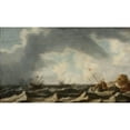 thumbnail image 2 of Willem van Diest 18x12 Black Ornate Wood Framed Double Matted Museum Art Print Titled - Marine Landscape (1630-1640), 2 of 5