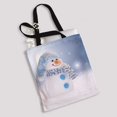 thumbnail image 2 of PKQWTM Holiday Winter Cute Cheerful Snowman Snow Canvas Shoulder Bags Handbags Tote Bags Shopping Bag, 2 of 2