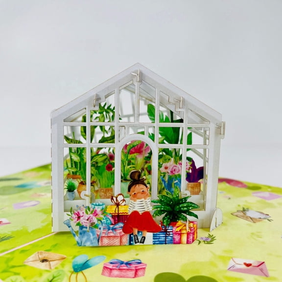 Greenhouse Love 3D Pop Up Greeting Card - 3D Pop Up Card for Birthday, Handmade Laser Cut Greeting Card for all Occasions, Congratulations, Birthday, Thank you, Baby, Anniversary