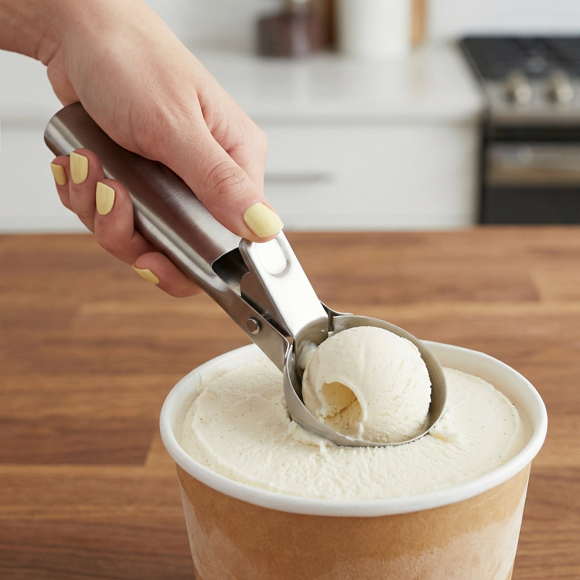 Unique Bargains Stainless Steel Ice Cream Scoop with Durable Handle Silver1 7.2in