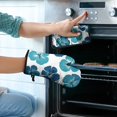 thumbnail image 2 of Blue Pioneer Flower Kitchen Oven Mitt and Pot Holder Sets 2 Pcs for Baking, Cooking and Grilling, Heat Resistant Up To 392 °F, 2 of 7