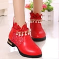 thumbnail image 4 of KaLI_store Girls Boots Girls Snow Boots Warm Soft Sole Anti-Slip Bowknot Crib Shoes Red,1.5, 4 of 5