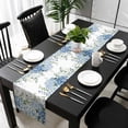 thumbnail image 3 of Blue Flower Table Runner 48 Inches Long, Sage Green Eucalyptus Leaves Farm Plant Kitchen Coffee Dining Table Decoration for Home Party Birthday Wedding Home Decor 13x48 Inches, 3 of 8