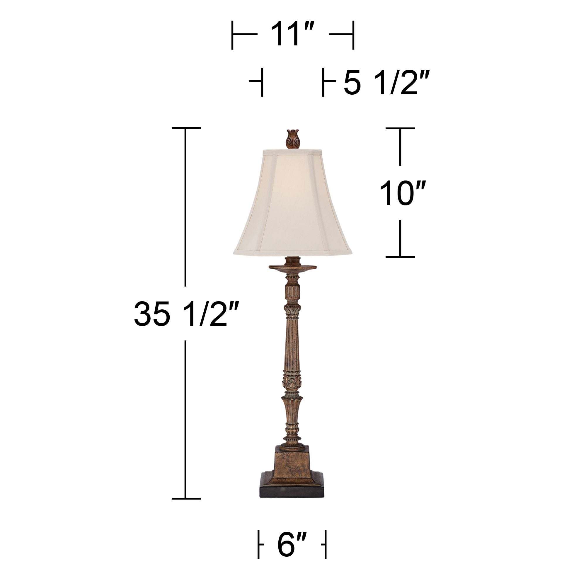 Regency Hill Thornewood 35 1/2" Tall Large Traditional End Table Lamp Brown Single Beige Shade Console Living Room Bedroom Bedside