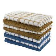 Howarmer Set of 8 Terry Dish Cloths, 100% Cotton 14 x 14 Inches Super Soft and Absorbent Dish Rags, Tea Towels, Hand Towels for Kitchen, Perfect for Household and Commercial Uses, Blue&Brown