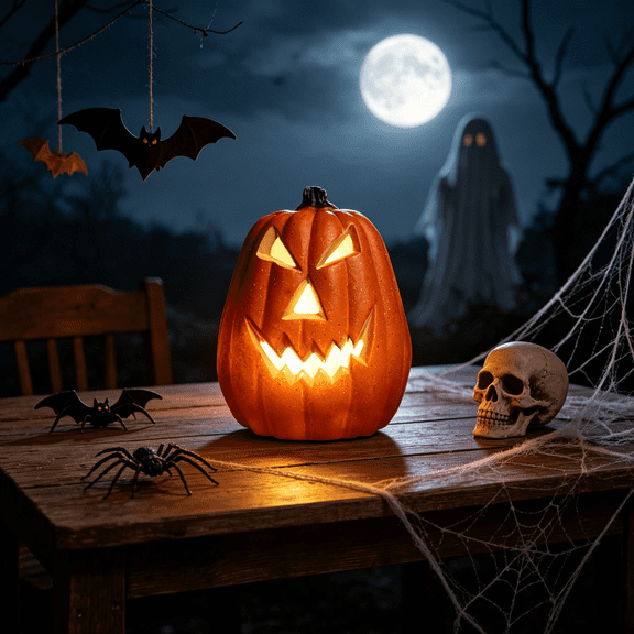 Halloween Pumpkins Small Plastic Light Up Pumpkin Orange Lights Bright for Halloween Party Outdoor Indoor Decorations(Without Lights)