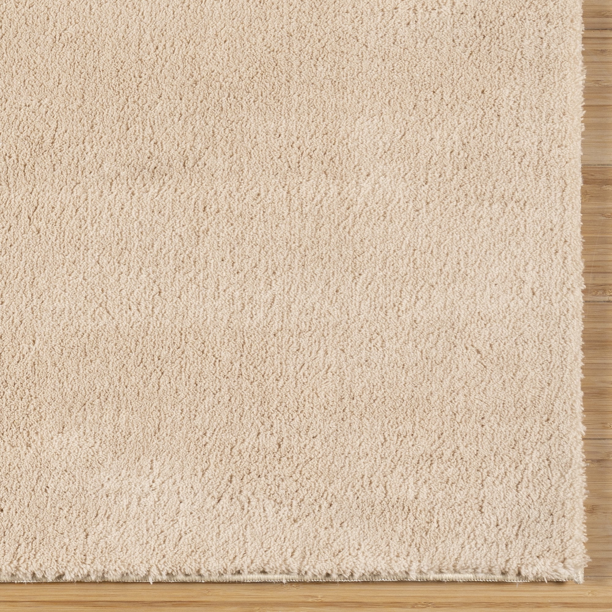 Cadence Tonee Shag Solid Color Beige Area Rug, 6x9