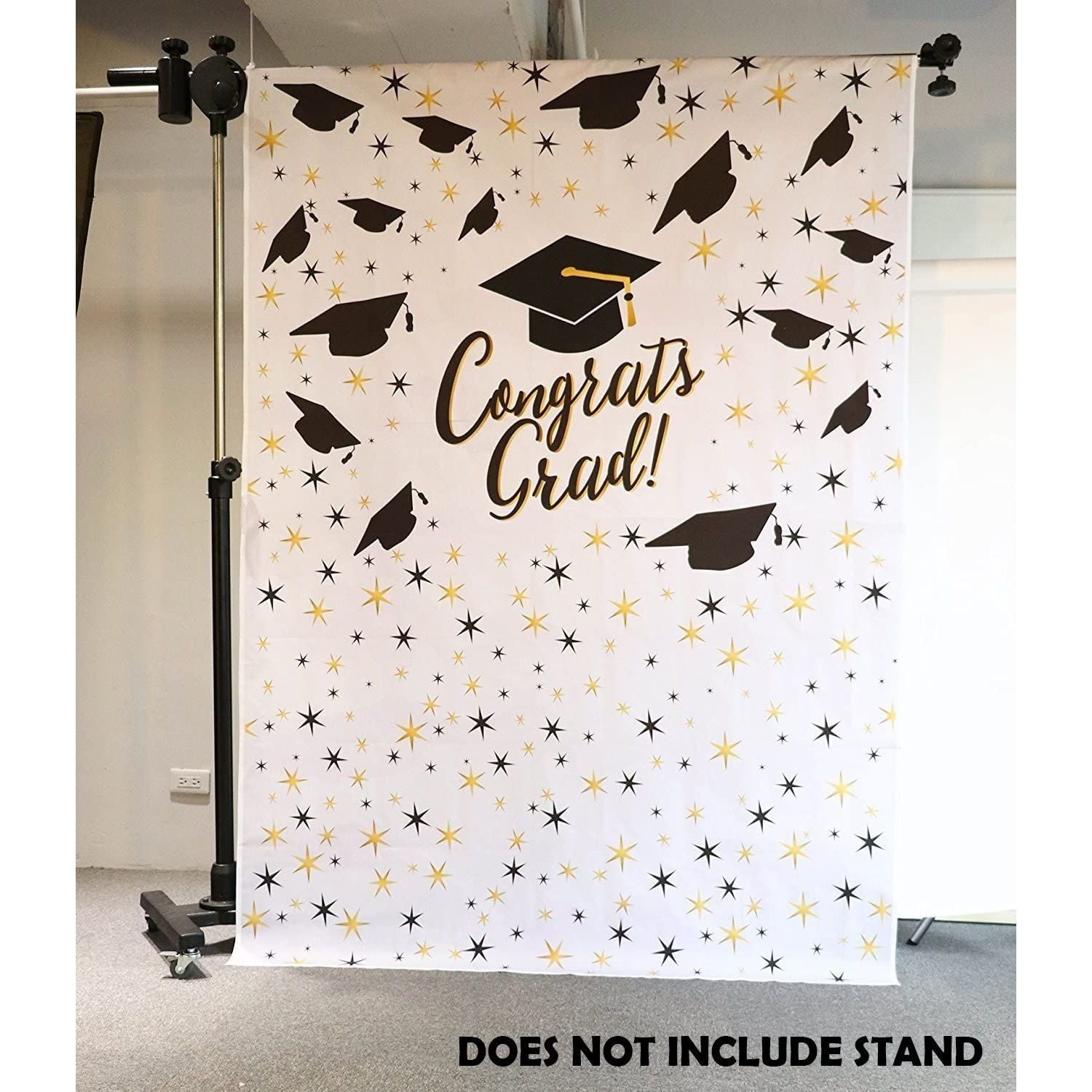 FiVan Black Graduation Caps White Photo Background 7x5ft Congrats Grad Photography Backdrop Graduation Photo Studio Booth Background Photocall W-607