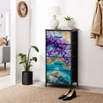 thumbnail image 6 of Dresser for Bedroom with 4 Storage Drawers Purple Amethyst Blue Agate Crystal Geode Golden Veins Chest of Drawers Steel Framed Fabric Closet Organizers for Dorm Nightstand Bedside Table Furniture, 6 of 8