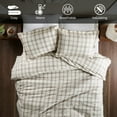 thumbnail image 5 of BNM Plaid Flannel Cotton Duvet Set, Twin, Beige, 5 of 7