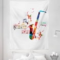 thumbnail image 1 of Music Tapestry, Colorful Saxophone Design Butterflies and Sheet Creative Illustration, Fabric Wall Hanging Decor for Bedroom Living Room Dorm, 5 Sizes, Multicolor, by Ambesonne, 1 of 1