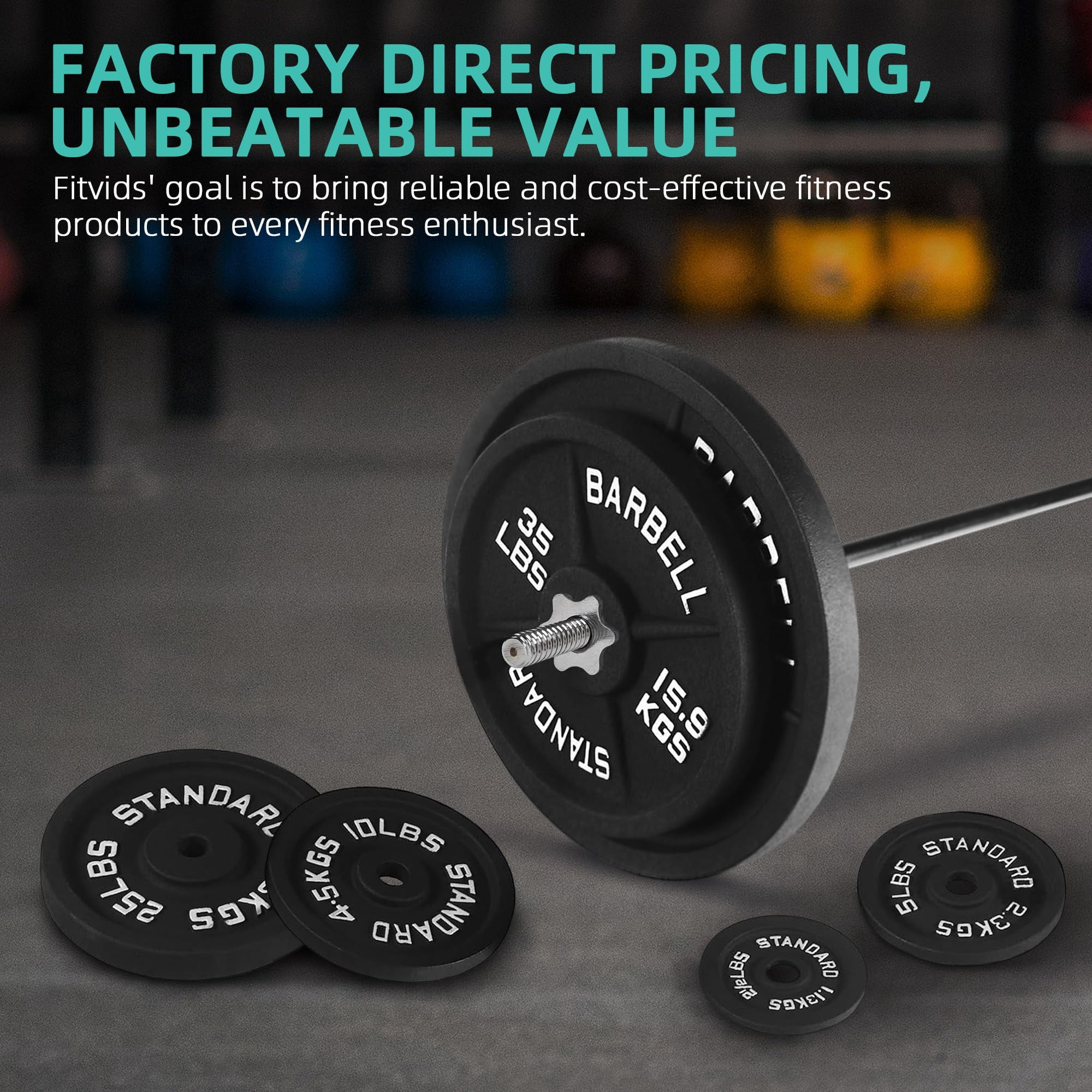 Sprint Demon 35LB Standard Barbell Set with 1-Inch Threaded Bar, Adjustable Weight Plates with Spinlock Collars for Home Gym Strength Training