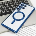 thumbnail image 1 of Plating Clear Wireless Cover For Samsung Galaxy S24 S23 S22 S21 S20 FE Ultra Plus Case Note 20 Ultra MagSafe Magnetic Shell Lens Navy For Galaxy S21, 1 of 5
