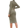 thumbnail image 3 of Autumn Winter Womens Long Sleeve Turtleneck Sweater Dresses Knitted Bodycon Midi Sheath Jumper Dresses, 3 of 4