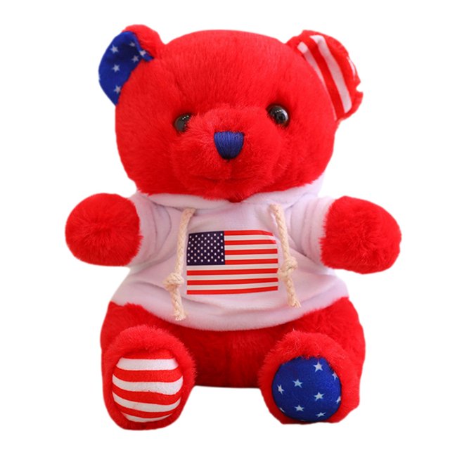 wsevypo 4 de julio oso patriótico de peluche juguete bandera estadounidense regalo