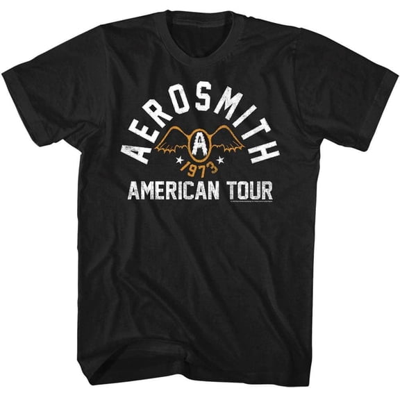 Aerosmith American Tour 1973 Men's T Shirt (Black, Adult4XL)