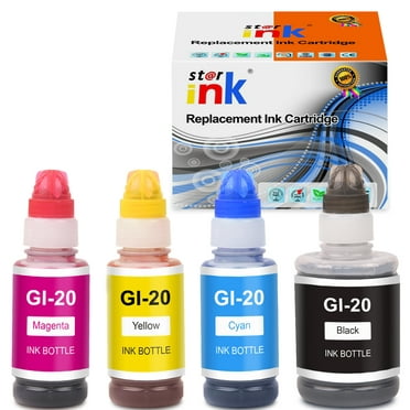 GI20 Ink Refills for Canon GI-20 GI20 Ink Bottle for Canon PIXMA G6020 G5020 G7020 MegaTank Printers ( Black, Cyan, Magenta, Yellow, 4-Pack)