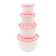 Smart Home Nesting Container Set with Rose Pink Vented Lids, 8 Pieces