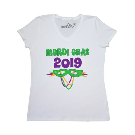 Mardi Gras 2019 Mask Parade Party Women's V-Neck (Best Scuba Mask 2019)