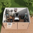 thumbnail image 5 of Garvee 10 x 8 FT Outdoor Storage Shed with Pushable Window, LED Light & Pegboard, Metal Garden Shed with Sloped Roof, Air Vent & Lockable Doors, Brown, 5 of 8