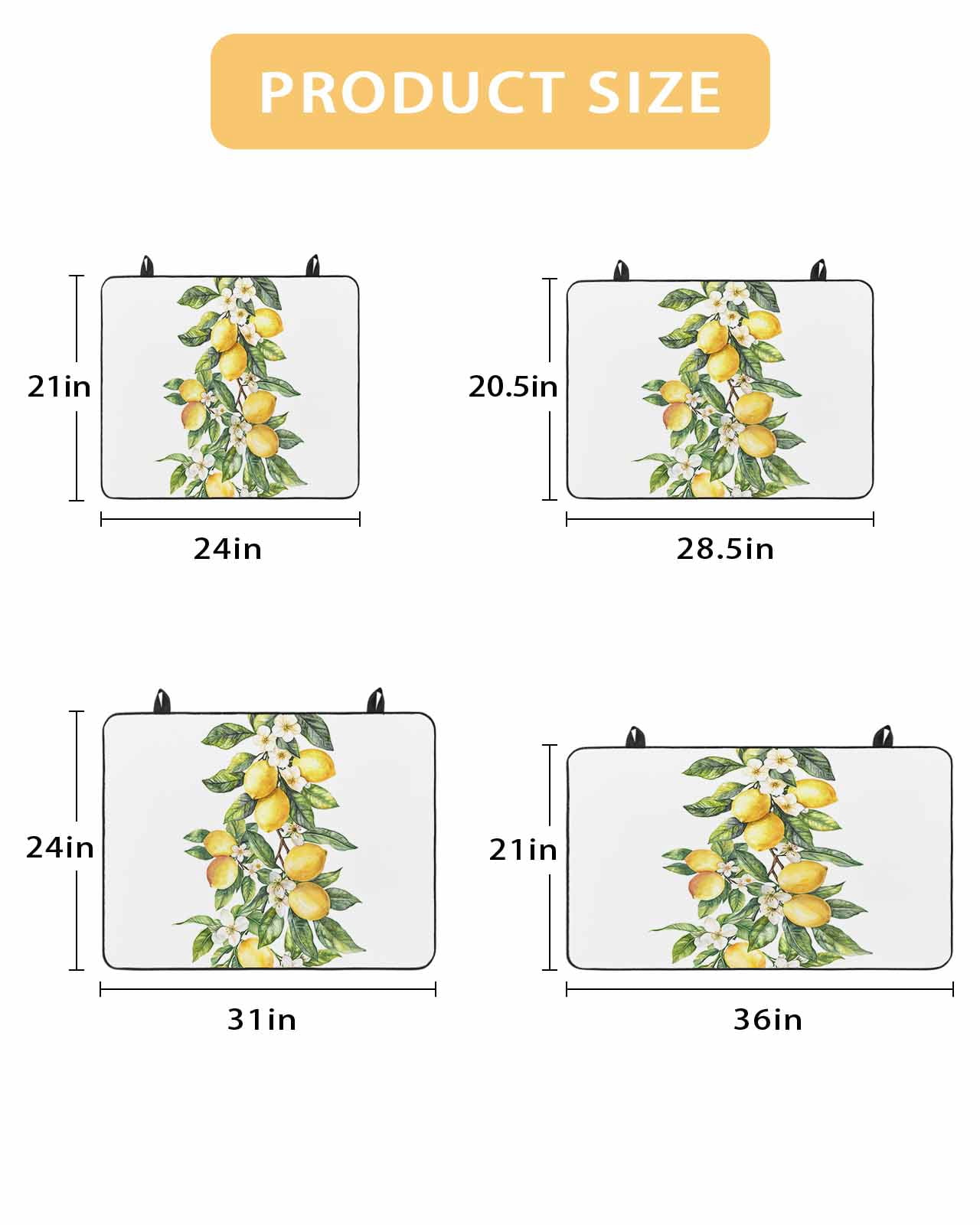 nqOlkjepod Large Induction Cooktop Protector Mat 24"x21", Yellow Lemon Stove Top Covers for Electric Stove, Simple Spring Botanical Fruit Leaves Flower Stove Burner Cover Mats, Glass Top Stove Cover